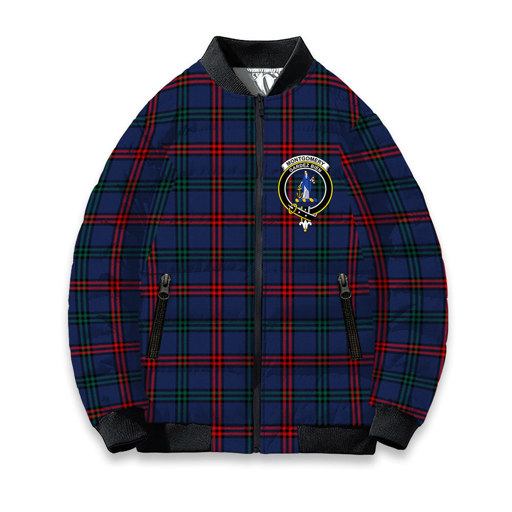 ScotsTee Shop Scottish Montgomery of Ayrshire Modern Crest Tartan Bomber Puffer Jacket