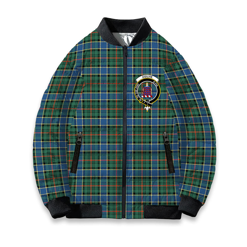 ScotsTee Shop Scottish Ogilvie (Ogilvy) Hunting Ancient Crest Tartan Bomber Puffer Jacket