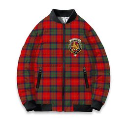 ScotsTee Shop Scottish McPherson of Cluny Modern Crest Tartan Bomber Puffer Jacket