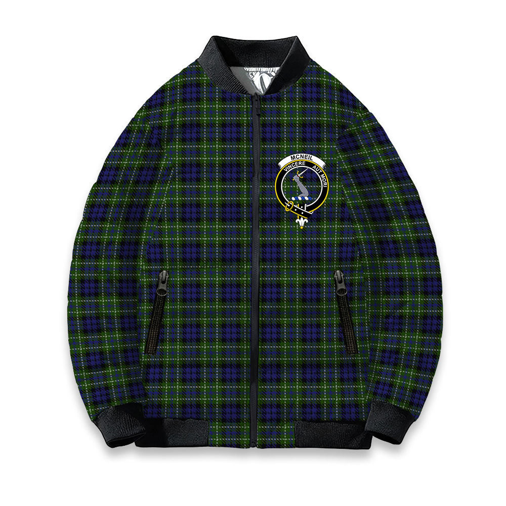 ScotsTee Shop Scottish McNeil of Colonsay Crest Tartan Bomber Puffer Jacket