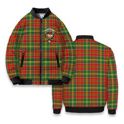 ScotsTee Shop Scottish MacDonald of Kingsburgh Modern Crest Tartan Bomber Puffer Jacket