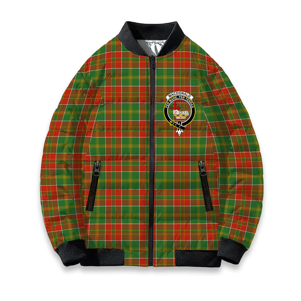 ScotsTee Shop Scottish MacDonald of Kingsburgh Ancient Crest Tartan Bomber Puffer Jacket