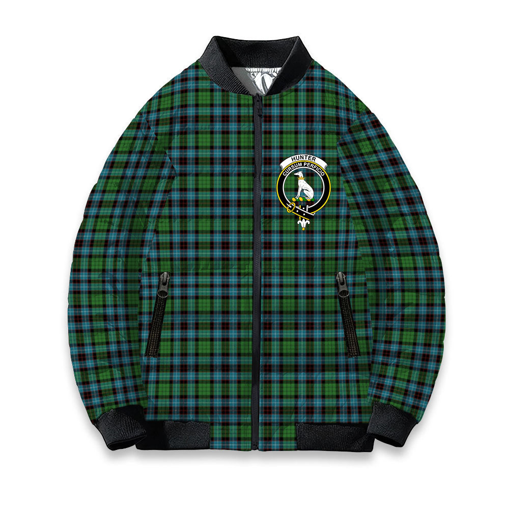 ScotsTee Shop Scottish Hunter of Peebleshire Ancient Crest Tartan Bomber Puffer Jacket