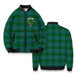 ScotsTee Shop Scottish Irvine of Bonshaw Crest Tartan Bomber Puffer Jacket