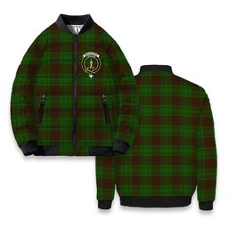 ScotsTee Shop Scottish MacAlister of Glenbarr Hunting Crest Tartan Bomber Puffer Jacket