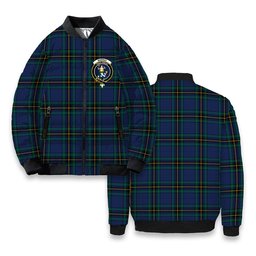 ScotsTee Shop Scottish Murray of Elibank Modern Crest Tartan Bomber Puffer Jacket