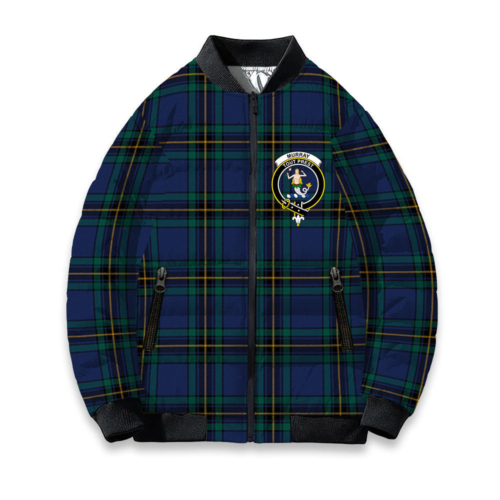 ScotsTee Shop Scottish Murray of Elibank Modern Crest Tartan Bomber Puffer Jacket