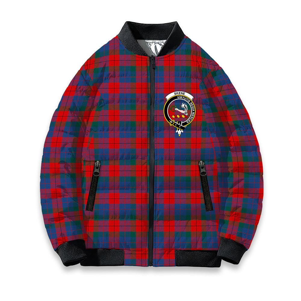 ScotsTee Shop Scottish Skene of Cromar Modern Crest Tartan Bomber Puffer Jacket