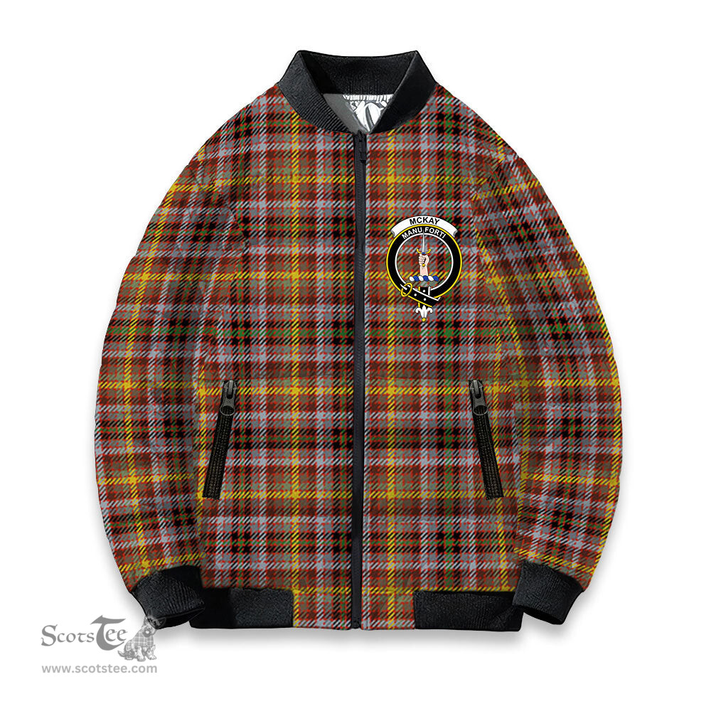 ScotsTee Shop Scottish McKay of Strathnaver Ancient Crest Tartan Bomber Puffer Jacket