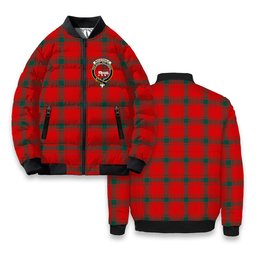 ScotsTee Shop Scottish MacDonald of Sleat Modern Crest Tartan Bomber Puffer Jacket