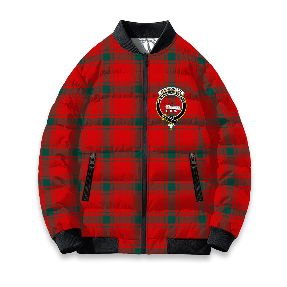 ScotsTee Shop Scottish MacDonald of Sleat Modern Crest Tartan Bomber Puffer Jacket
