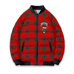 ScotsTee Shop Scottish MacDonald of Sleat Modern Crest Tartan Bomber Puffer Jacket