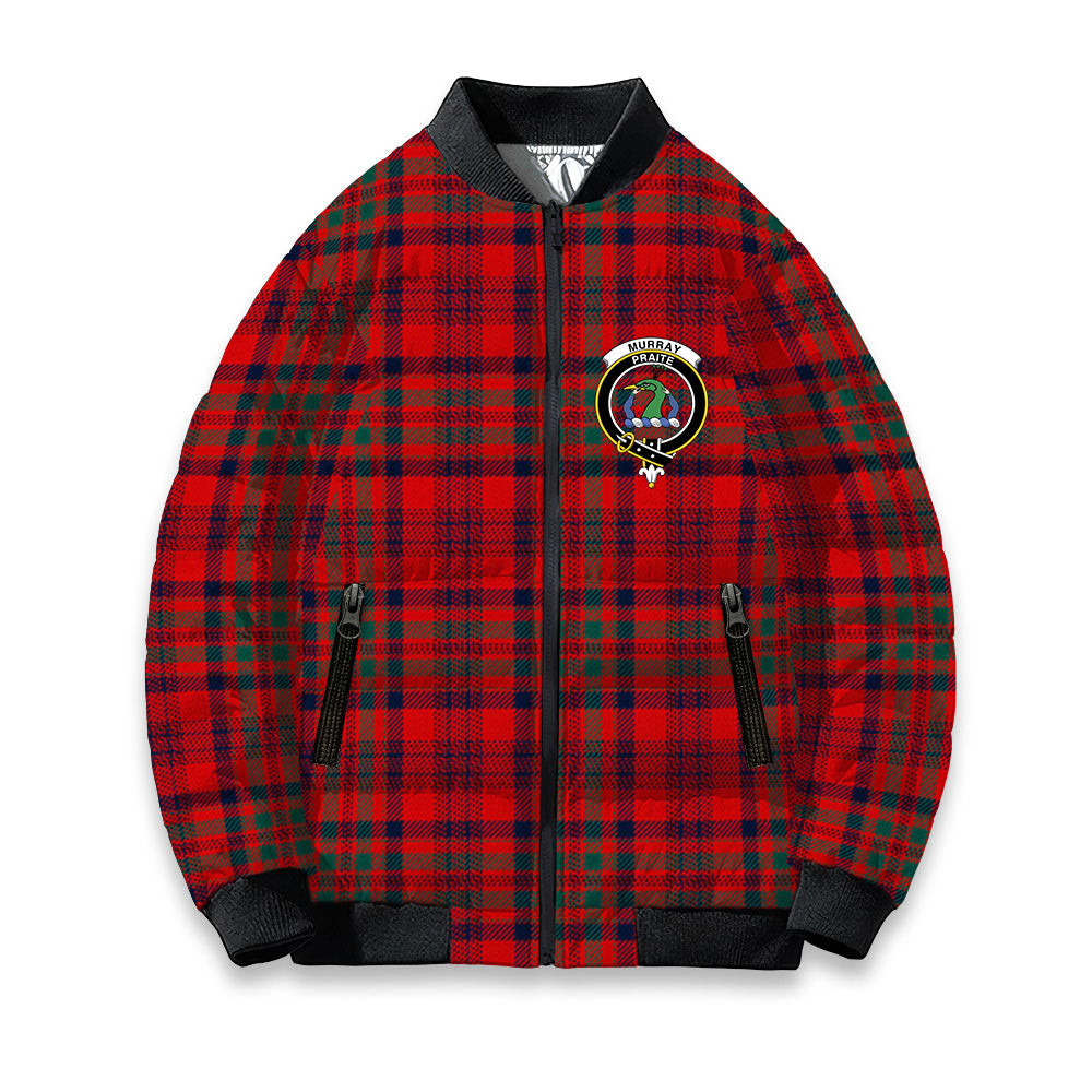 ScotsTee Shop Scottish Murray of Tullibardine Modern Crest Tartan Bomber Puffer Jacket