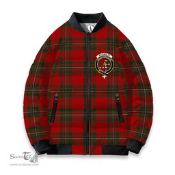 ScotsTee Shop Scottish MacAulay of Ardincaple Crest Tartan Bomber Puffer Jacket