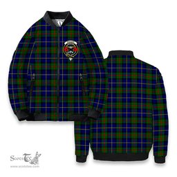 ScotsTee Shop Scottish MacLeod of Harris Modern Crest Tartan Bomber Puffer Jacket
