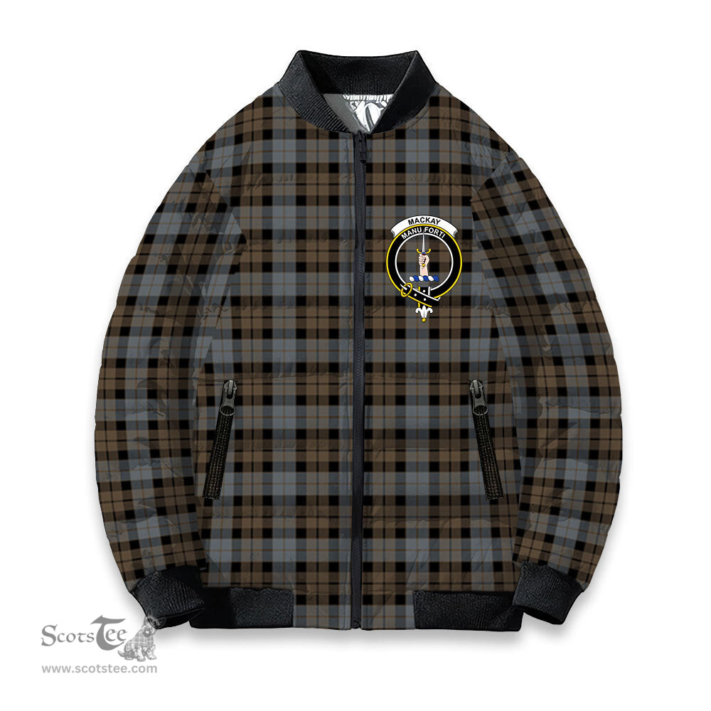 ScotsTee Shop Scottish MacKay Weathered Crest Tartan Bomber Puffer Jacket