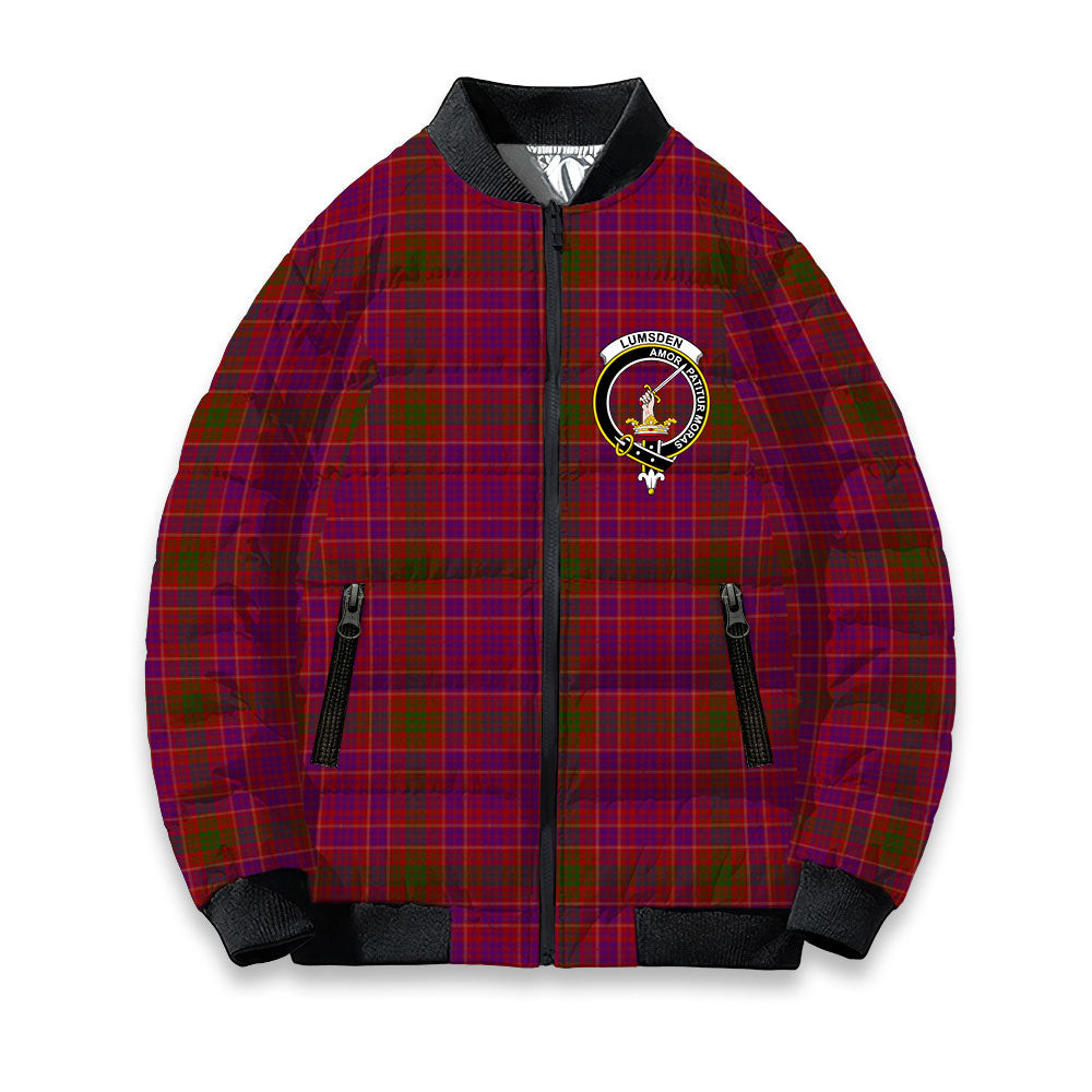 ScotsTee Shop Scottish Lumsden of Clova Crest Tartan Bomber Puffer Jacket