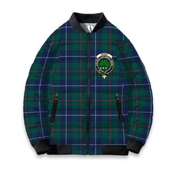 ScotsTee Shop Scottish Irvine of Bonshaw Tower Modern Crest Tartan Bomber Puffer Jacket