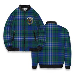 ScotsTee Shop Scottish Wishart Hunting Modern Clan Crest Tartan Bomber Puffer Jacket