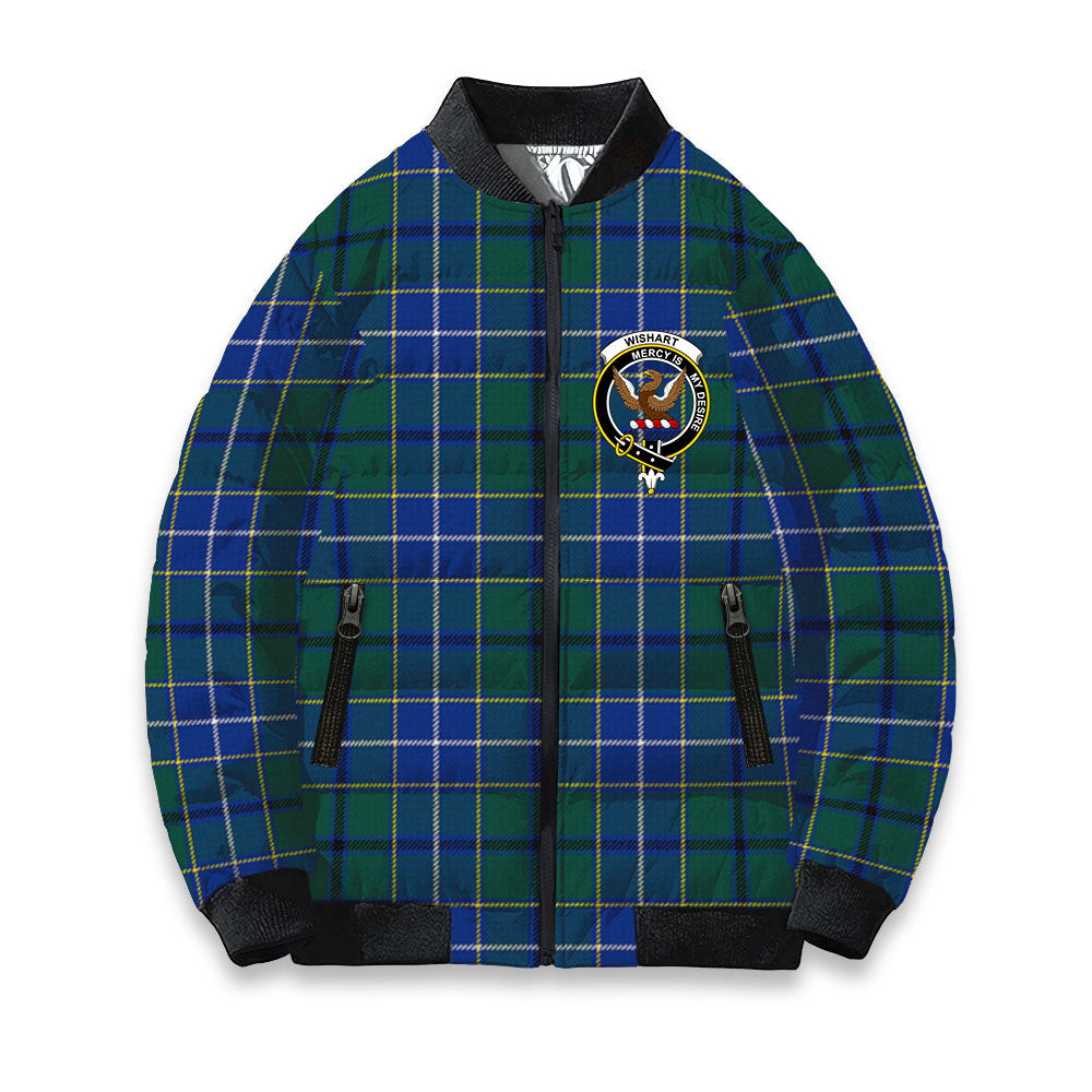 ScotsTee Shop Scottish Wishart Hunting Modern Clan Crest Tartan Bomber Puffer Jacket