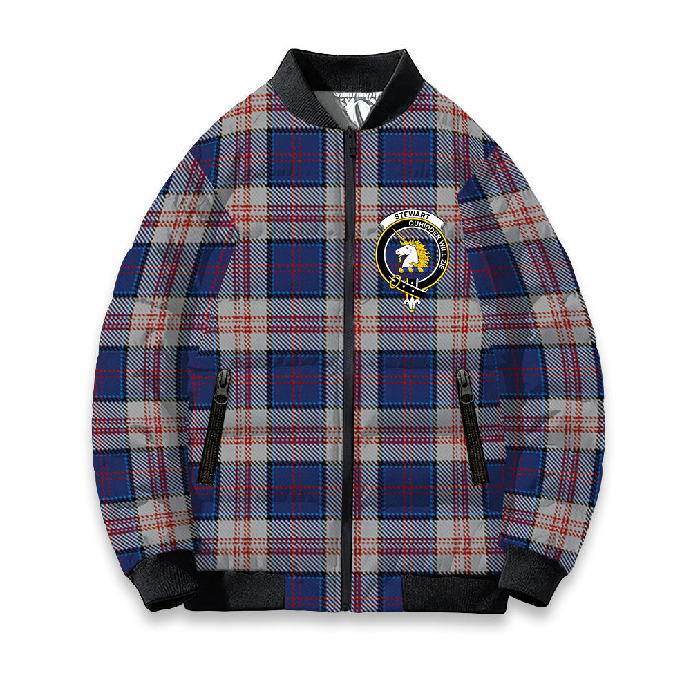 ScotsTee Shop Scottish Stewart of Appin Hunting Dress Crest Tartan Bomber Puffer Jacket