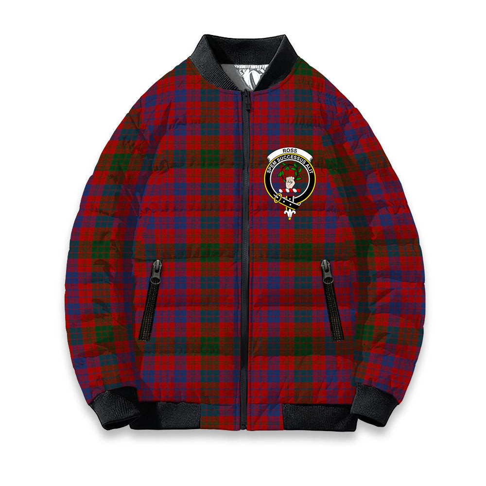 ScotsTee Shop Scottish Ross 5 Crest Tartan Bomber Puffer Jacket