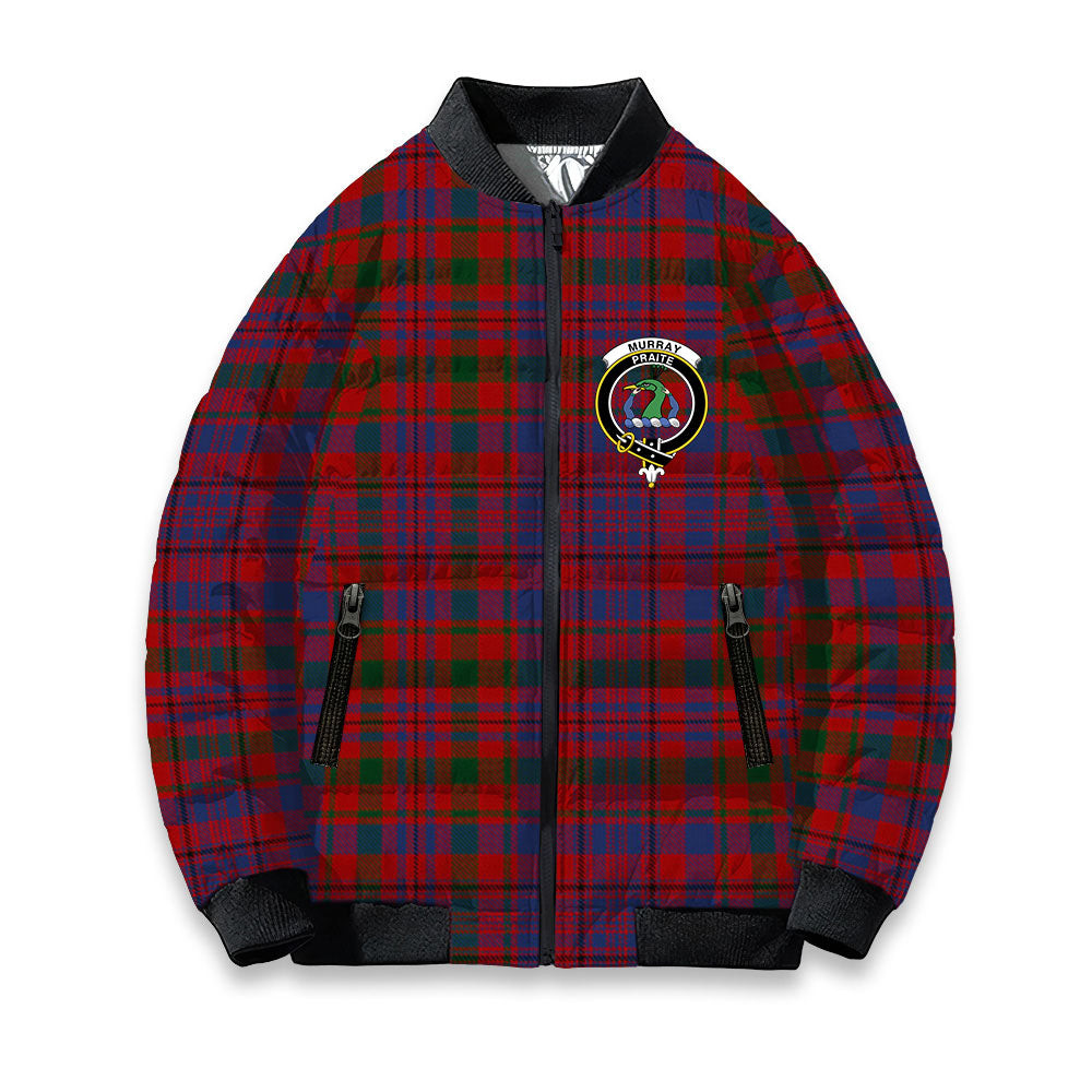 ScotsTee Shop Scottish Murray of Tullibardine Crest Tartan Bomber Puffer Jacket