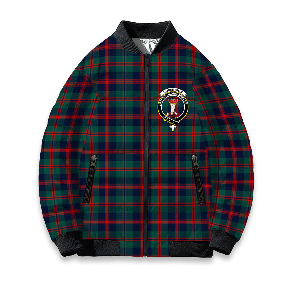 ScotsTee Shop Scottish Robertson of Struan Modern Crest Tartan Bomber Puffer Jacket