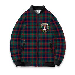 ScotsTee Shop Scottish Robertson of Struan Modern Crest Tartan Bomber Puffer Jacket
