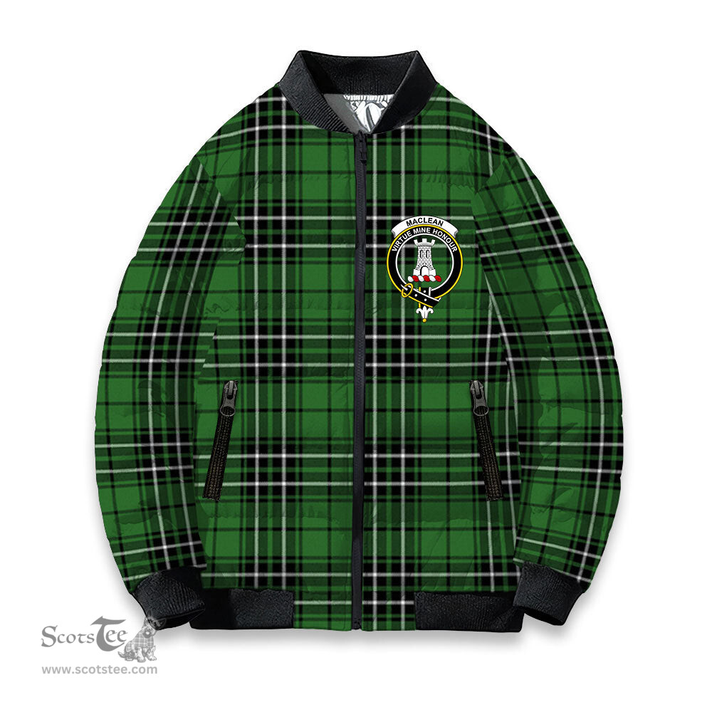 ScotsTee Shop Scottish MacLean of Duart Hunting Ancient Crest Tartan Bomber Puffer Jacket