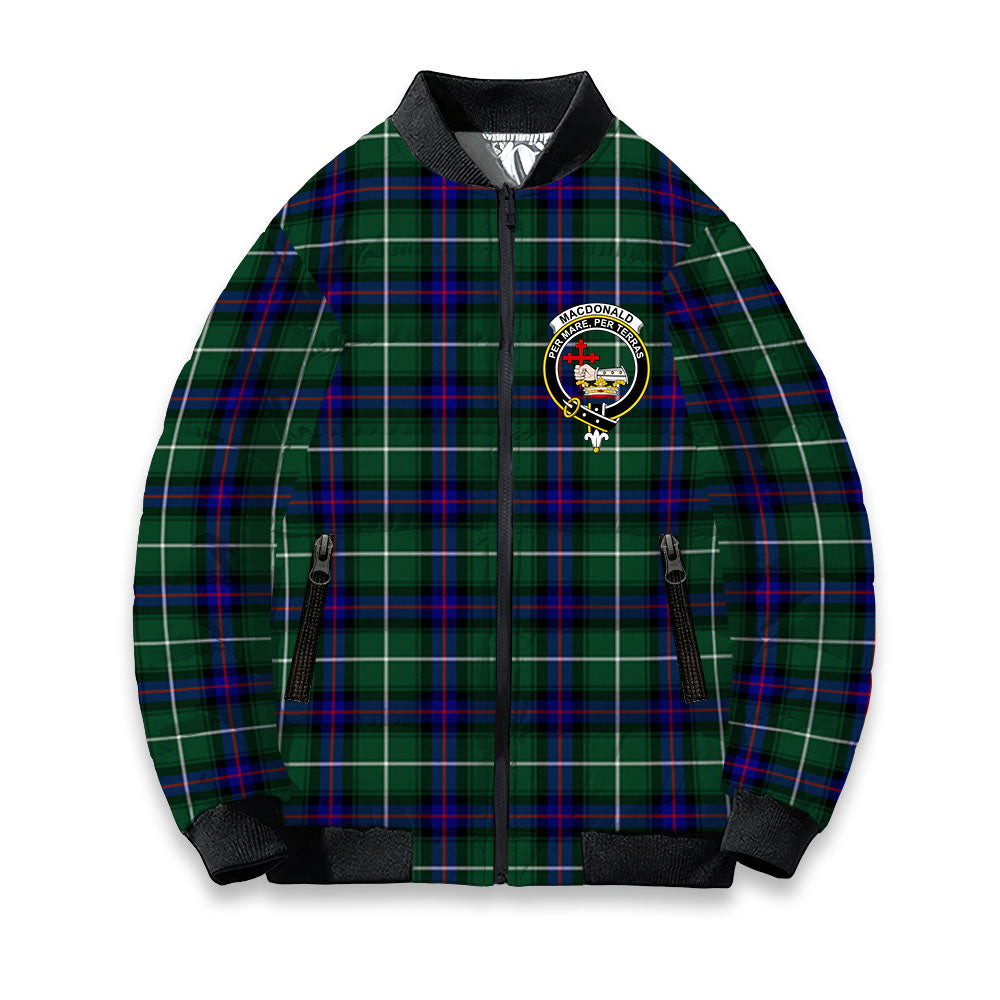 ScotsTee Shop Scottish MacDonald of the Isles Hunting Modern Crest Tartan Bomber Puffer Jacket
