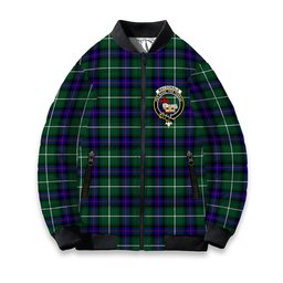 ScotsTee Shop Scottish MacDonald of the Isles Hunting Modern Crest Tartan Bomber Puffer Jacket