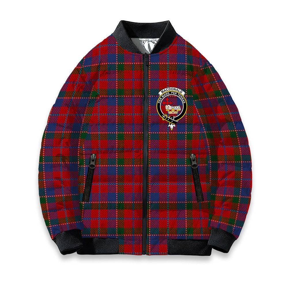 ScotsTee Shop Scottish MacDonald of Glenaladale Crest Tartan Bomber Puffer Jacket