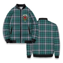 ScotsTee Shop Scottish Kelly of Sleat Hunting Modern Crest Tartan Bomber Puffer Jacket