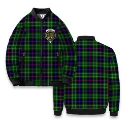 ScotsTee Shop Scottish Leslie Hunting SC Crest Tartan Bomber Puffer Jacket