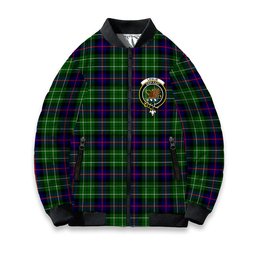 ScotsTee Shop Scottish Leslie Hunting SC Crest Tartan Bomber Puffer Jacket