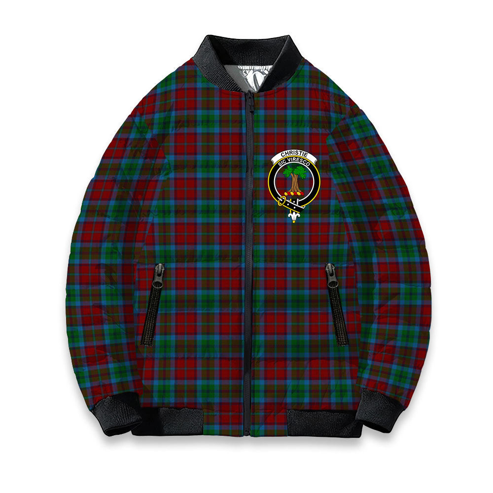 ScotsTee Shop Scottish Christie, Keith & Family Crest Tartan Bomber Puffer Jacket