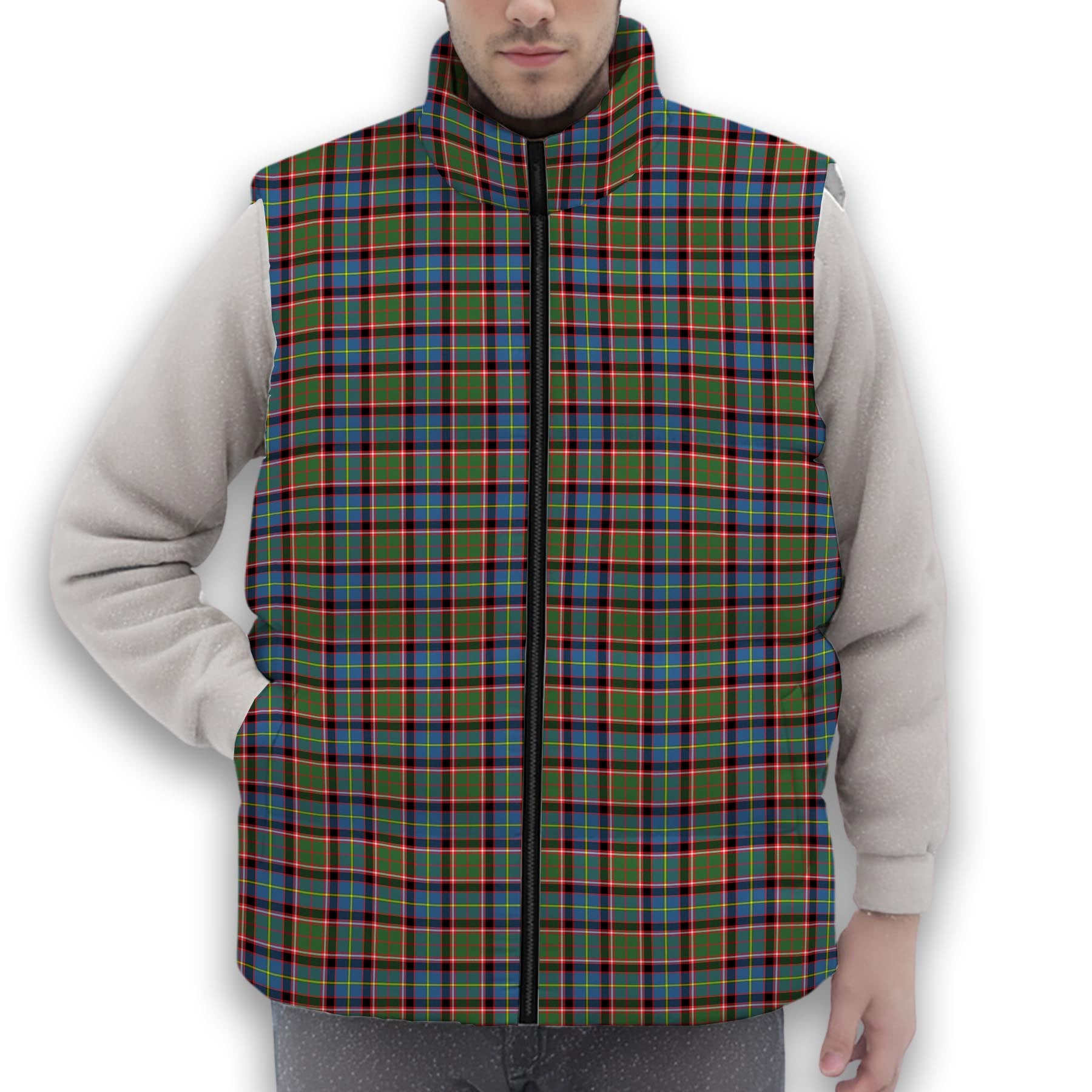 ScotsTee Shop Scottish Aikenhead Premium Tartan Puffer Vest Winter White Duck Down Vest Sleeveless