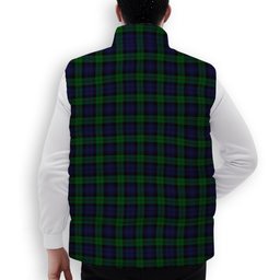 ScotsTee Shop Scottish Black Watch Premium Tartan Puffer Vest Winter White Duck Down Vest Sleeveless