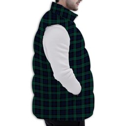 ScotsTee Shop Scottish Black Watch Modern Clan Premium Tartan Puffer Vest Winter White Duck Down Vest Sleeveless