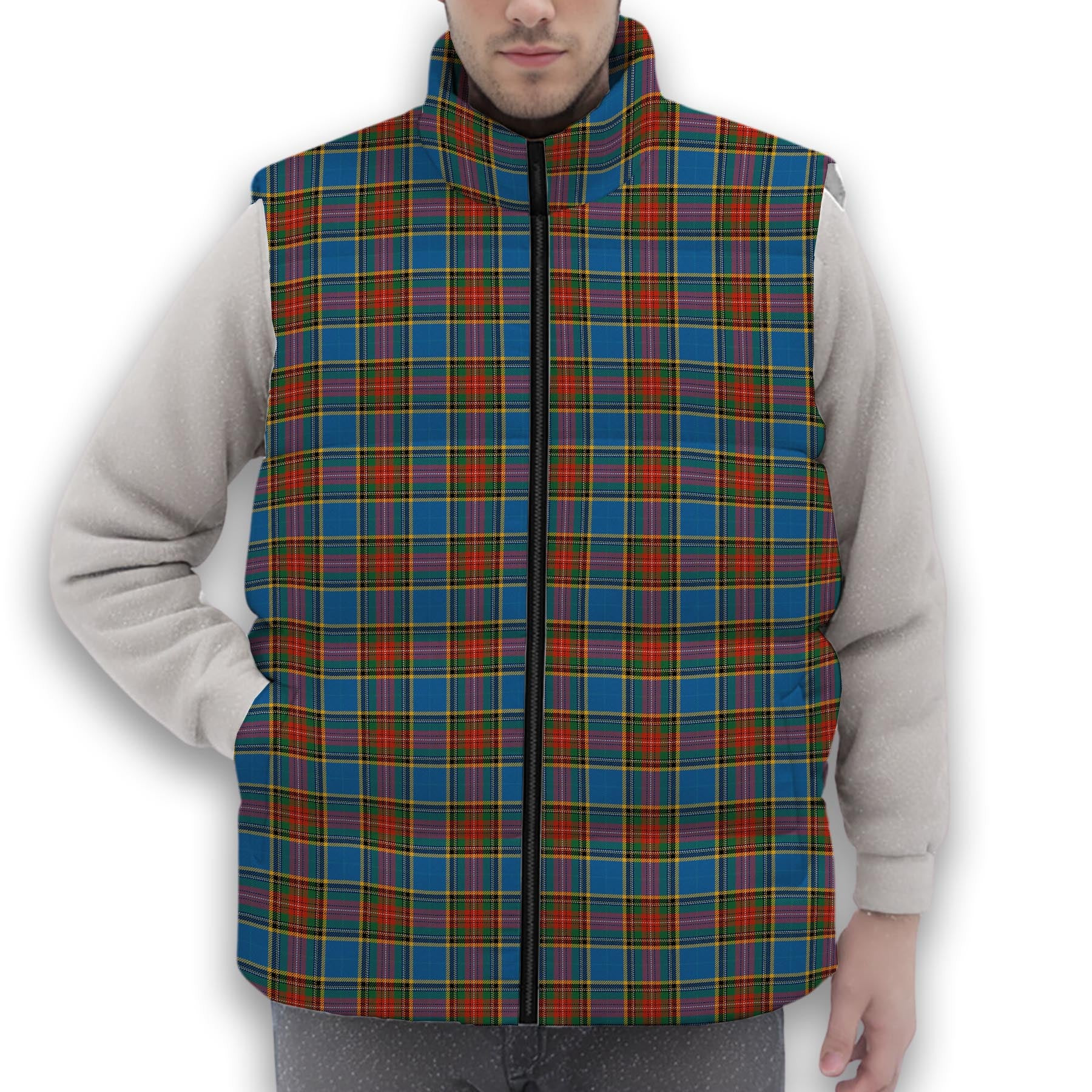 ScotsTee Shop Scottish Bethune Ancient Premium Tartan Puffer Vest Winter White Duck Down Vest Sleeveless