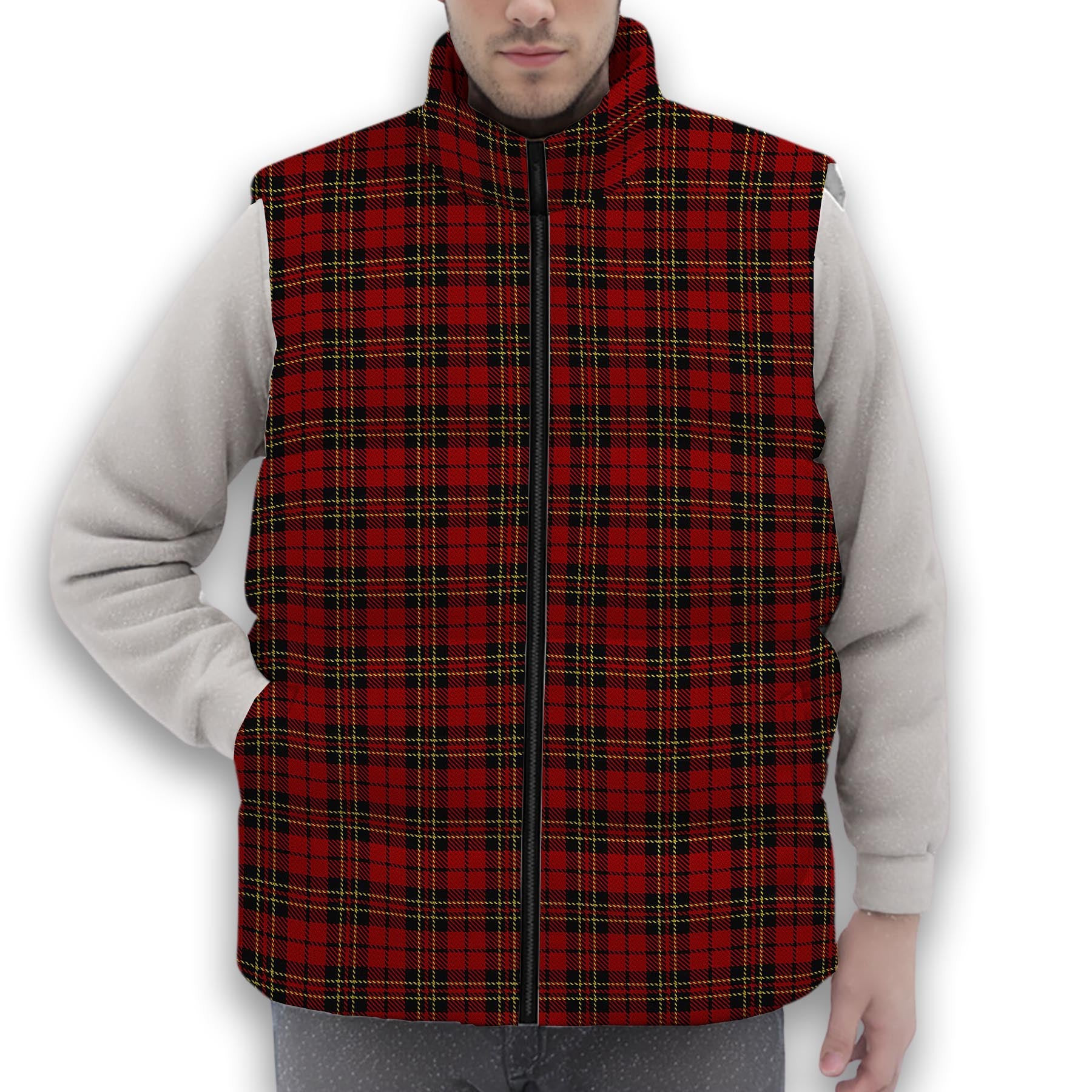 ScotsTee Shop Scottish Brodie Premium Tartan Puffer Vest Winter White Duck Down Vest Sleeveless