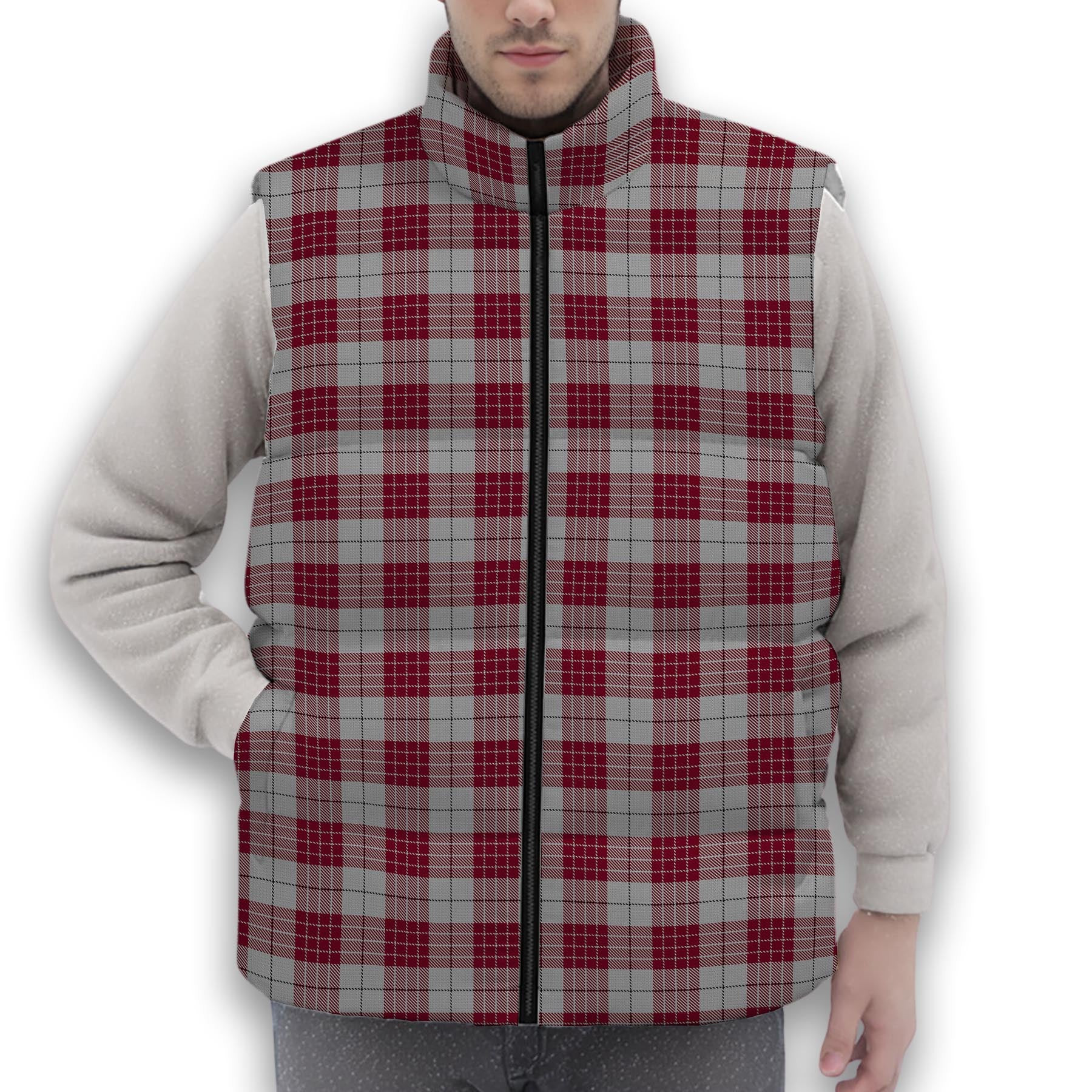 ScotsTee Shop Scottish Buchanan 1842 Premium Tartan Puffer Vest Winter White Duck Down Vest Sleeveless