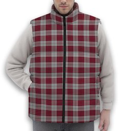 ScotsTee Shop Scottish Buchanan 1842 Premium Tartan Puffer Vest Winter White Duck Down Vest Sleeveless