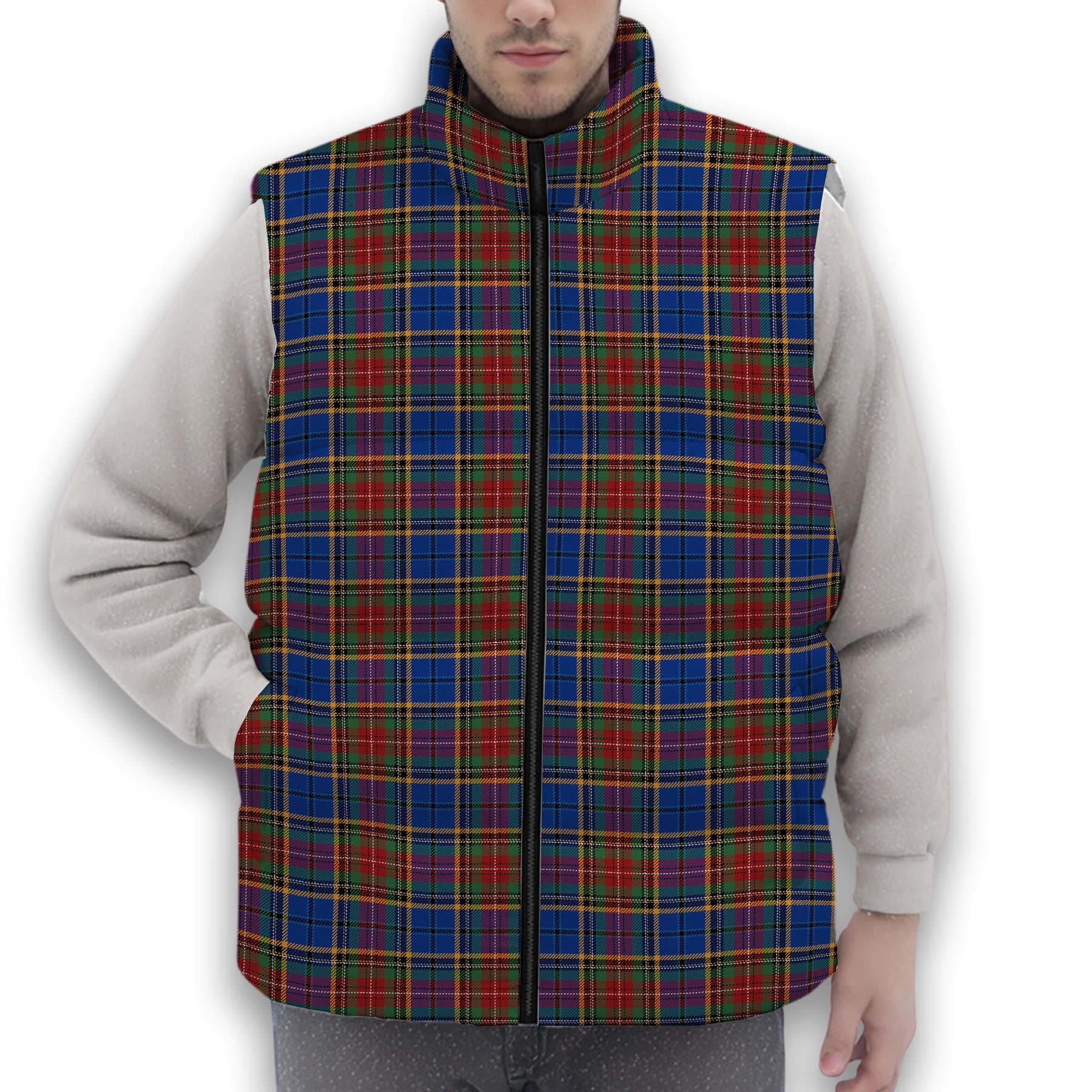 ScotsTee Shop Scottish Beattie (Beatty) Modern Premium Tartan Puffer Vest Winter White Duck Down Vest Sleeveless