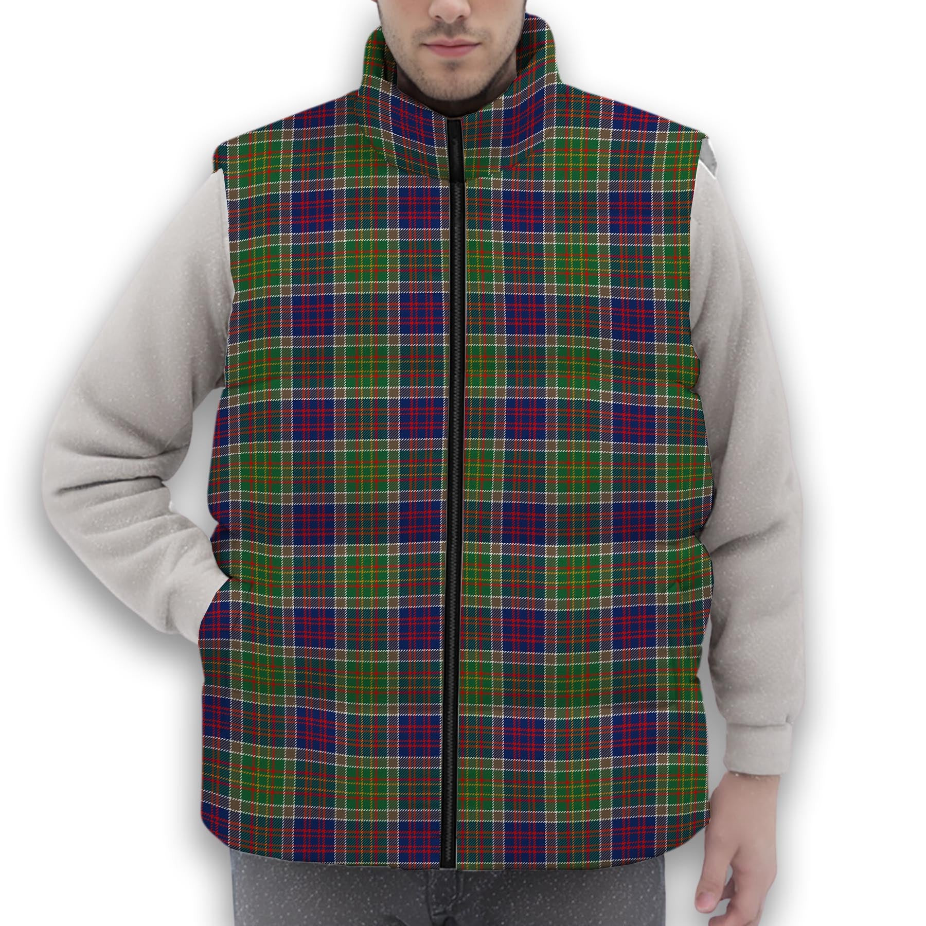 ScotsTee Shop Scottish Bowie Modern Premium Tartan Puffer Vest Winter White Duck Down Vest Sleeveless