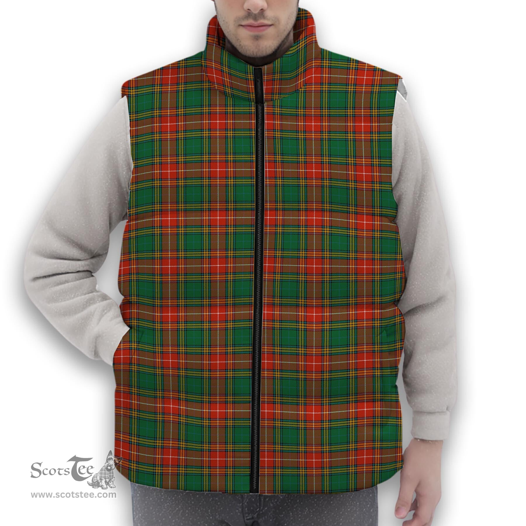 ScotsTee Shop Scottish Baxter Ancient Premium Tartan Puffer Vest Winter White Duck Down Vest Sleeveless