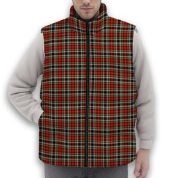 ScotsTee Shop Scottish Buchanan Old Dress Premium Tartan Puffer Vest Winter White Duck Down Vest Sleeveless
