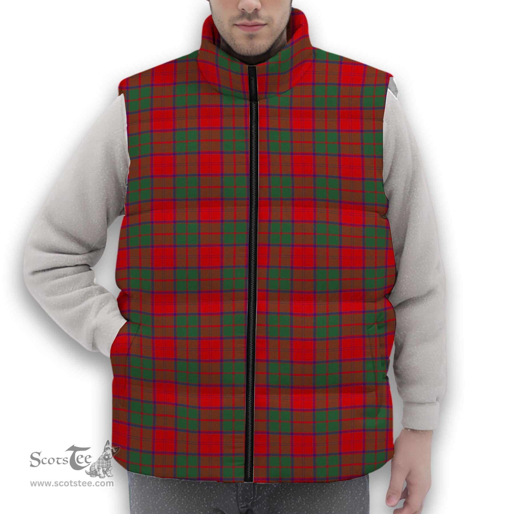 ScotsTee Shop Scottish Bruce New Modern Premium Tartan Puffer Vest Winter White Duck Down Vest Sleeveless