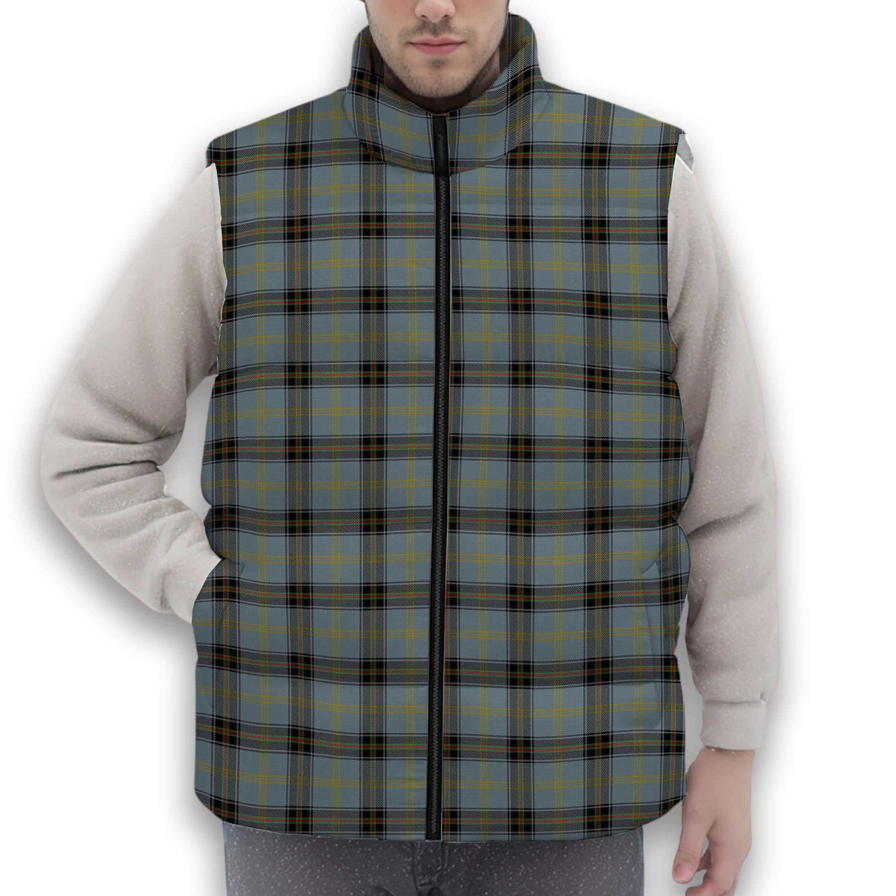 ScotsTee Shop Scottish Bell of the Borders Premium Tartan Puffer Vest Winter White Duck Down Vest Sleeveless